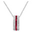 5/8 CTW Princess Red Ruby Three Row Pendant Necklace in 14K White Gold With Chain (MV3132)