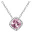 1 1/5 CTW Cushion Pink Topaz Halo Pendant Necklace in 14K White Gold With Chain (MV3142)