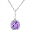 1 4/5 CTW Cushion Purple Amethyst Halo Pendant Necklace in 14K White Gold With Chain (MV3144)