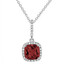 1 3/4 CTW Cushion Red Garnet Halo Pendant Necklace in 14K White Gold With Chain (MV3148)