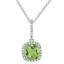1 3/4 CTW Cushion Green Peridot Halo Pendant Necklace in 14K White Gold With Chain (MV3149)