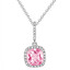 1 3/4 CTW Cushion Pink Topaz Halo Pendant Necklace in 14K White Gold With Chain (MV3150)