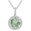 2 1/8 CTW Round Green Amethyst Halo Pendant Necklace in 14K White Gold With Chain (MV3159)