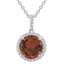 2 1/8 CTW Round Red Garnet Halo Pendant Necklace in 14K White Gold With Chain (MV3160)