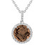 2 1/8 CTW Round Brown Topaz Halo Pendant Necklace in 14K White Gold With Chain (MV3164)
