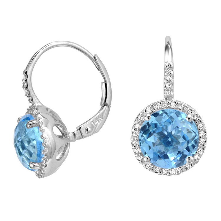 4 5/8 CTW Round Blue Topaz Hoop Earrings in 14K White Gold (MV3211)