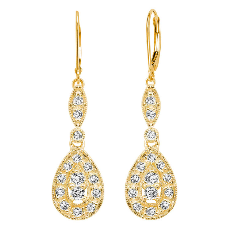 1/3 CTW Round Diamond Drop/Dangle Earrings in 14K Yellow Gold (MV3221)
