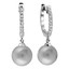 Round grey Pearl Drop/Dangle Earrings in 14K White Gold (MV3224)