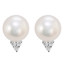 Round White Pearl Stud Earrings in 14K White Gold (MV3227)