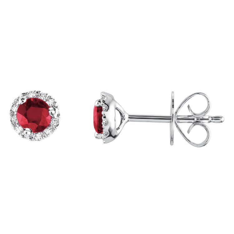 1 CTW Round Red Ruby Stud Earrings in 14K White Gold (MV3234)