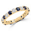 2 1/2 CTW Round Diamond 3/4 Way Alternating Blue Sapphires Semi-Eternity Wedding Band Ring in 14K Yellow Gold (MD210004)