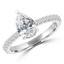1 3/5 CTW Pear Diamond Hidden Halo Solitaire with Accents Engagement Ring in 14K White Gold (MD210014)
