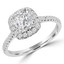 1 1/8 CTW Radiant Diamond Cushion Halo Engagement Ring in 14K White Gold with Accents (MD210018)
