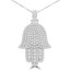 1 1/5 CTW Round Diamond Hamsa Fancy Pendant Necklace in 18K White Gold (MD210051)