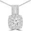 1 2/5 CTW Round Diamond Cushion Halo Pendant Necklace in 18K White Gold (MD210052)