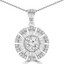 1 1/8 CTW Round Diamond Halo Pendant Necklace in 18K White Gold (MD210063)