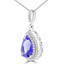 4 1/4 CTW Pear Blue Tanzanite Double Pear Halo Pendant Necklace in 14K White Gold (MD210070)