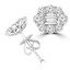 9/10 CTW Baguette Diamond Oval Halo Stud Earrings in 18K White Gold (MD210077)