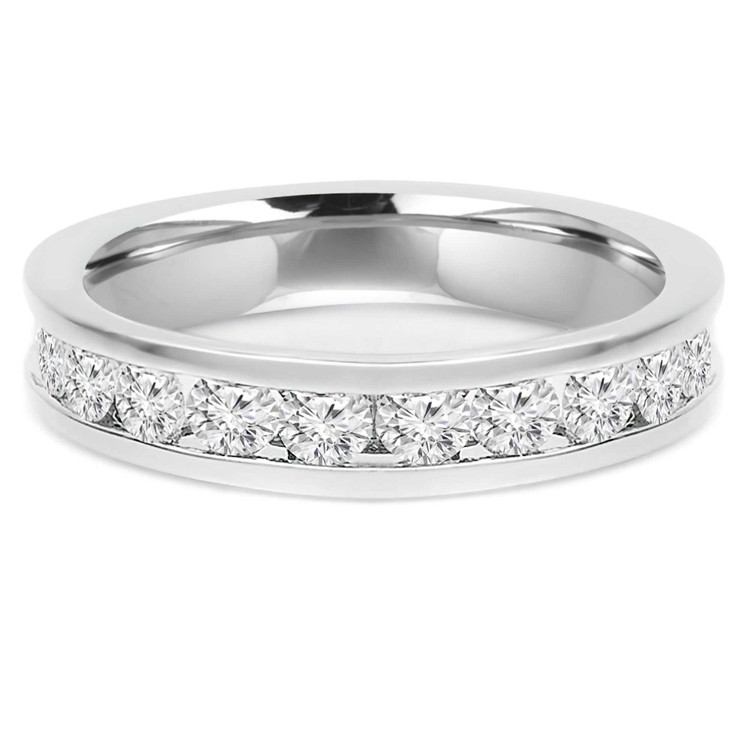 9/10 CTW Round White Cubic Zirconia Semi-Eternity Wedding Band Ring in 0.925 White Sterling Silver (MDS150021)