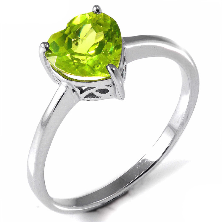 1 1/3 CT Heart Green Peridot Cocktail Ring in 0.925 White Sterling Silver (MDS170221)