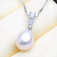 Teardrop White Freshwater Pearl Solitaire with Accents Pendant Necklace in 0.925 White Sterling Silver With Chain (MDS210002)
