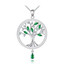 CTW Marquise Green Cubic Zirconia Tree Circle Pendant Necklace in 0.925 White Sterling Silver With Chain (MDS210009)