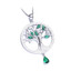 CTW Marquise Green Cubic Zirconia Tree Circle Pendant Necklace in 0.925 White Sterling Silver With Chain (MDS210009)
