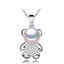 Round White Freshwater Pearl Bear Animal Pendant Necklace in 0.925 White Sterling Silver With Chain (MDS210012)