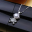 Round White Freshwater Pearl Bear Animal Pendant Necklace in 0.925 White Sterling Silver With Chain (MDS210012)