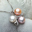 Round Multi-Color Freshwater Pearl TrinityPendant Necklace in 0.925 White Sterling Silver With Chain (MDS210023)
