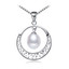 Teardrop White Freshwater Pearl Heart Decal Circle Pendant Necklace in 0.925 White Sterling Silver With Chain (MDS210024)