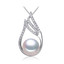 Round White Freshwater Pearl Leaf Nature Pendant Necklace in 0.925 White Sterling Silver With Chain (MDS210029)