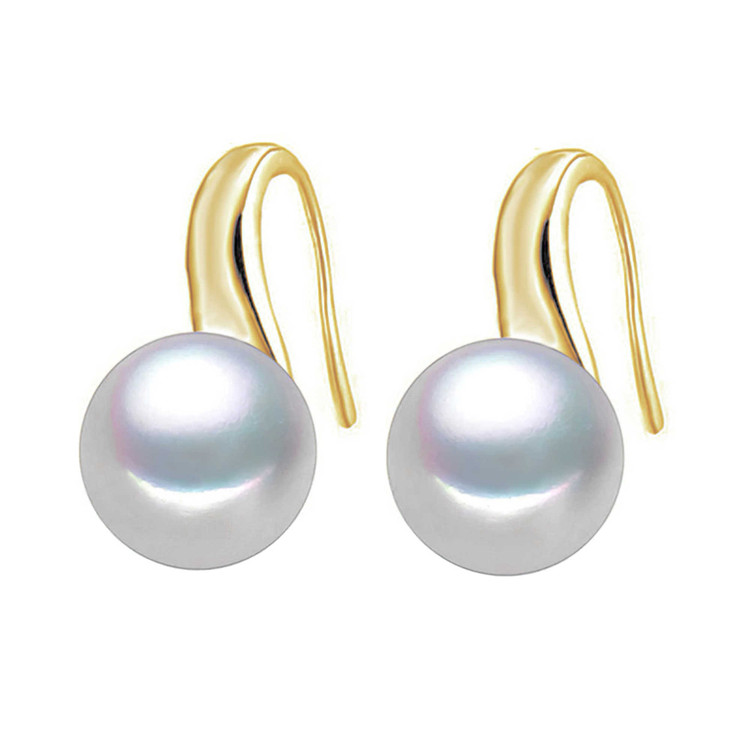 Teardrop White Freshwater Pearl Stud Yellow Gold Plated Earrings in 0.925 White Sterling Silver (MDS210035)