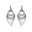 Round White Freshwater Pearl Leaf Drop/Dangle Earrings in 0.925 White Sterling Silver (MDS210039)