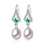 Teardrop White Freshwater Pearl Trinity Halo Drop/Dangle Earrings in 0.925 White Sterling Silver (MDS210045)