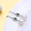 Teardrop White Freshwater Pearl Trinity Halo Drop/Dangle Earrings in 0.925 White Sterling Silver (MDS210045)