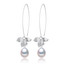 Teardrop White Freshwater Pearl Leaf Drop/Dangle Earrings in 0.925 White Sterling Silver (MDS210046)