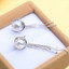 Round White Freshwater Pearl Dangling Chains Stud Earrings in 0.925 White Sterling Silver (MDS210047)
