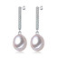 Teardrop White Freshwater Pearl Bar Drop/Dangle Earrings in 0.925 White Sterling Silver (MDS210052)