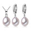 Teardrop White Freshwater Pearl Drop/Dangle Solitaire Earrings and Pendant Set in 0.925 White Sterling Silver (MDS210087)