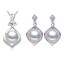 Round White Freshwater Pearl Drop/Dangle Earrings and Pendant Set in 0.925 White Sterling Silver (MDS210092)