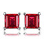 2/3 CTW Princess Red Garnet Stud Earrings in 0.925 White Sterling Silver (MDS210110)