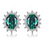2/3 CTW Oval Green Nano Emerald Stud Earrings in 0.925 White Sterling Silver (MDS210116)