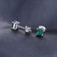 1/2 CTW Princess Green Nano Emerald Stud Earrings in 0.925 White Sterling Silver (MDS210117)