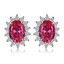 1 1/5 CTW Oval Red Nano Ruby Stud Earrings in 0.925 White Sterling Silver (MDS210118)