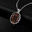8 1/10 CTW Oval Brown Quartz Halo Pendant Necklace in 0.925 White Sterling Silver With Chain (MDS210129)