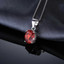 2 1/2 CT Oval Red Garnet Solitaire Pendant Necklace in 0.925 White Sterling Silver With Chain (MDS210132)