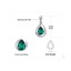 2 1/2 CTW Pear Green Nano Emerald Solitaire with Accents Pendant Necklace in 0.925 White Sterling Silver With Chain (MDS210138)