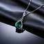 2 2/3 CTW Pear Green Nano Emerald Solitaire with Accents Pendant Necklace in 0.925 White Sterling Silver With Chain (MDS210139)