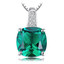 3 CTW Princess Green Nano Emerald Solitaire with Accents Pendant Necklace in 0.925 White Sterling Silver With Chain (MDS210140)